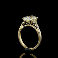 14K Yellow Gold North-South Oval Lab Diamond Ring with Marquise and Round Accents - 4.30 Carats Total Diamond Weight - Covaloro Fine Jewelry