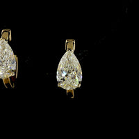 14K Yellow Gold North-South Oval Lab Diamond Stud Earrings - 3.04 Carats Total Diamond Weight, E-F Color VVS2 Clarity - Covaloro Fine Jewelry