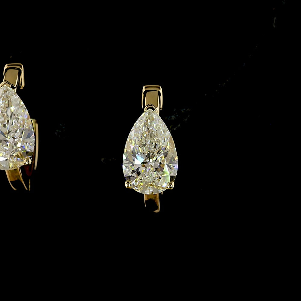 14K Yellow Gold North-South Oval Lab Diamond Stud Earrings - 3.04 Carats Total Diamond Weight, E-F Color VVS2 Clarity - Covaloro Fine Jewelry