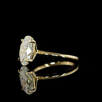 14K Yellow Gold North-South Oval Solitaire Ring with 3.11 Carat Lab Diamond, E-F Color VVS2 Clarity, IGI Certified - Covaloro Fine Jewelry