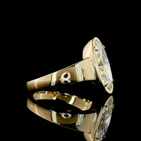 14K Yellow Gold North-South Oval Solitaire Ring with Bezel and Prong Set Lab Grown Diamond - 2.16 Carat Total Weight E-F VS1 - Covaloro Fine Jewelry