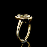 14K Yellow Gold North-South Oval Solitaire Ring with Bezel Set Lab Diamond - 4.07 Carat Total Diamond Weight, E-F Color VVS2 Clarity - Covaloro Fine Jewelry