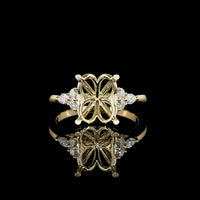 14K Yellow Gold North-South Oval Solitaire Ring with Marquise and Brilliant Lab Diamond Accents - 3.60 Carats Total Diamond Weight - Covaloro Fine Jewelry