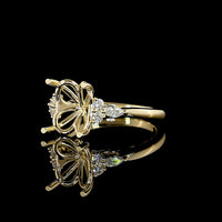 14K Yellow Gold North-South Oval Solitaire Ring with Marquise and Brilliant Lab Diamond Accents - 3.60 Carats Total Diamond Weight - Covaloro Fine Jewelry