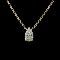 14K Yellow Gold North-South Pear Cut Lab Diamond Solitaire Pendant - 1.56 Carat Total Weight, E-F VVS2 IGI Certified - Covaloro Fine Jewelry