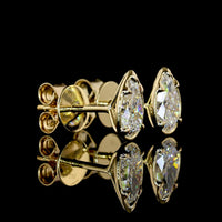 14K Yellow Gold North-South Pear Shape Lab Diamond Stud Earrings - 1.01 Carat Total Weight, E VS1 Clarity - Covaloro Fine Jewelry