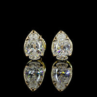 14K Yellow Gold North-South Pear Shape Lab Diamond Stud Earrings - 1.01 Carat Total Weight, E VS1 Clarity - Covaloro Fine Jewelry