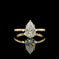 14K Yellow Gold North-South Pear Shaped Lab Diamond Solitaire Ring - 1.32 Carat E VS1 IGI Certified - Covaloro Fine Jewelry