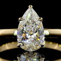 14K Yellow Gold North-South Pear Shaped Lab Diamond Solitaire Ring - 1.32 Carat E VS1 IGI Certified - Covaloro Fine Jewelry