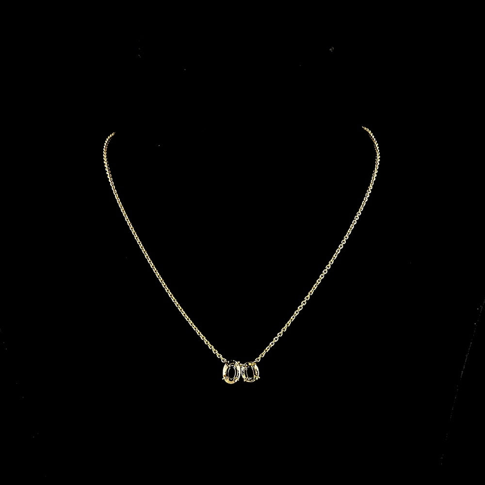 14K Yellow Gold North-South Pendant with 1.58 Carats Cushion Brilliant and 1.53 Carats Oval Cut Lab Diamonds - D VS1 GIA Certified - 3.11 Carat Total Weight - Covaloro Fine Jewelry