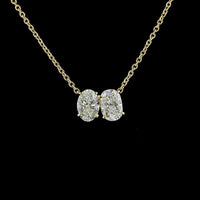 14K Yellow Gold North-South Pendant with Cushion and Oval Cut Lab Diamonds - 3.12 Carats Total Diamond Weight - Covaloro Fine Jewelry