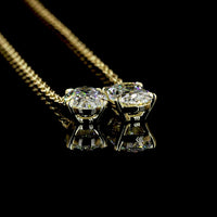 14K Yellow Gold North-South Pendant with Cushion and Oval Cut Lab Diamonds - 3.12 Carats Total Diamond Weight - Covaloro Fine Jewelry