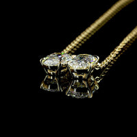 14K Yellow Gold North-South Pendant with Cushion and Oval Cut Lab Diamonds - 3.12 Carats Total Diamond Weight - Covaloro Fine Jewelry