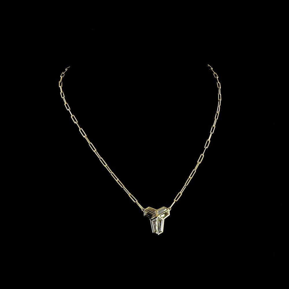 14K Yellow Gold North-South Shield Pendant with Bezel Set Lab-Grown Diamonds - 3.13 Carats Total Diamond Weight - Covaloro Fine Jewelry