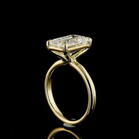 14K Yellow Gold North-South Solitaire Ring with IGI Certified 4.01 Carat Emerald Cut Lab Diamond D VVS2 - Covaloro Fine Jewelry