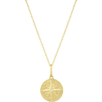 14K Yellow Gold North Star Talisman Pendant Necklace with Polished Finish on 18" Chain by Orozza Fine Jewelry