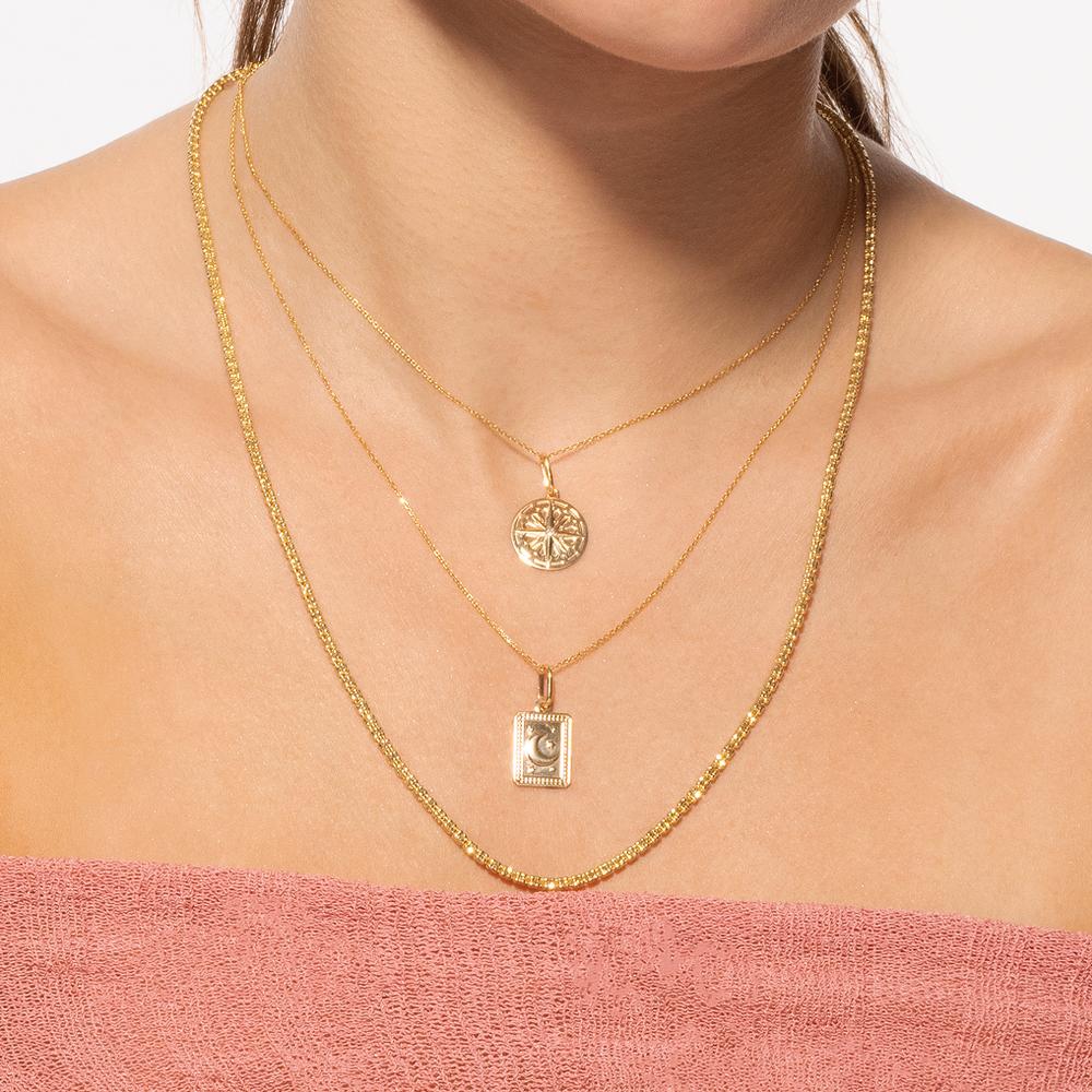 14K Yellow Gold North Star Talisman Pendant Necklace with Polished Finish on 18" Chain by Orozza Fine Jewelry