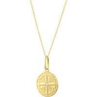 14K Yellow Gold North Star Talisman Pendant Necklace with Polished Finish on 18" Chain by Orozza Fine Jewelry