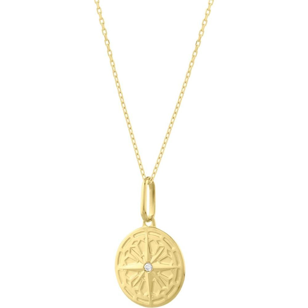 14K Yellow Gold North Star Talisman Pendant Necklace with Polished Finish on 18" Chain by Orozza Fine Jewelry