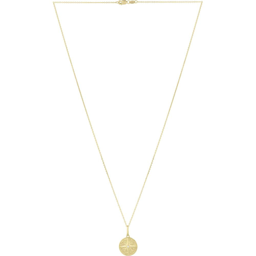 14K Yellow Gold North Star Talisman Pendant Necklace with Polished Finish on 18" Chain by Orozza Fine Jewelry