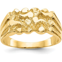 14K Yellow Gold Nugget Ring with Textured Domed Band - Solid Tapered Free Form Design by Oro Pregiato