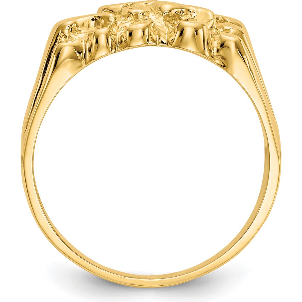 14K Yellow Gold Nugget Ring with Textured Domed Band - Solid Tapered Free Form Design by Oro Pregiato
