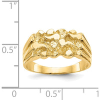 14K Yellow Gold Nugget Ring with Textured Domed Band - Solid Tapered Free Form Design by Oro Pregiato