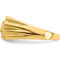 14K Yellow Gold Nugget Ring with Textured Domed Band - Solid Tapered Free Form Design by Oro Pregiato