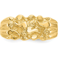 14K Yellow Gold Nugget Ring with Textured Domed Band - Solid Tapered Free Form Design by Oro Pregiato
