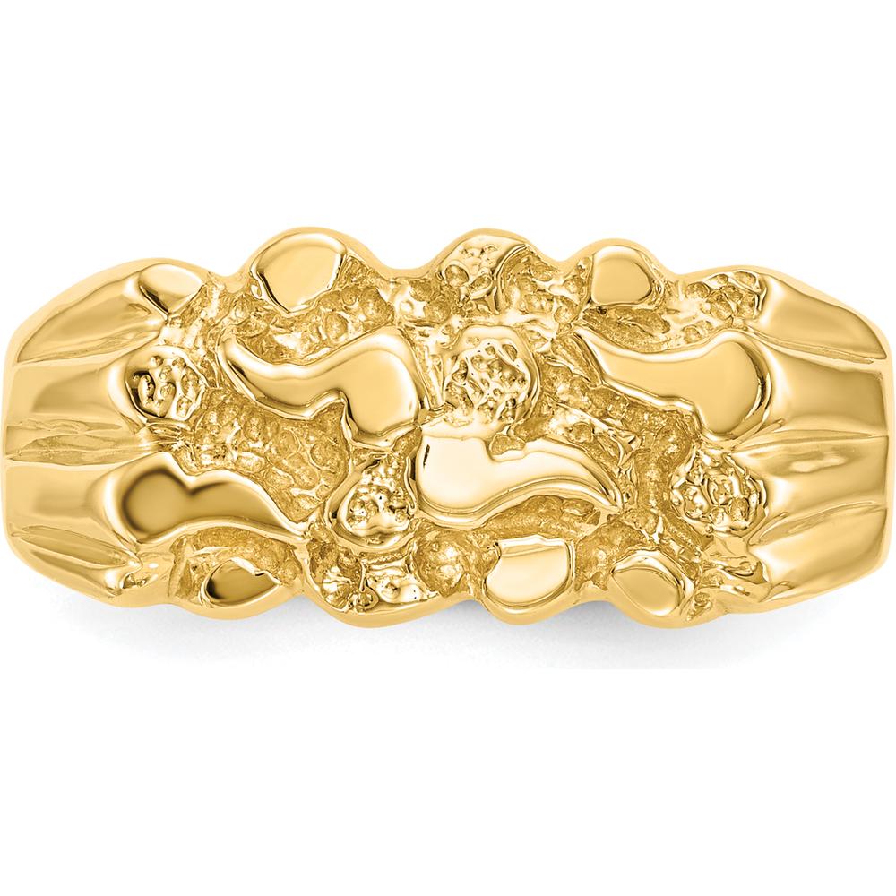 14K Yellow Gold Nugget Ring with Textured Domed Band - Solid Tapered Free Form Design by Oro Pregiato