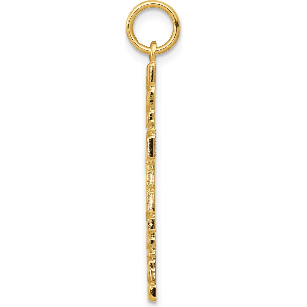 14K Yellow Gold Nugget Style Cross Pendant - 39mm Length by Oro Pregiato