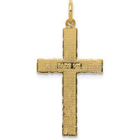 14K Yellow Gold Nugget Style Cross Pendant - 39mm Length by Oro Pregiato