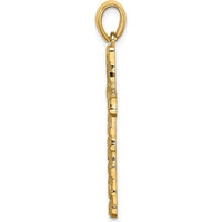 14K Yellow Gold Nugget Style Cross Pendant - Textured Polished Finish by Oro Pregiato