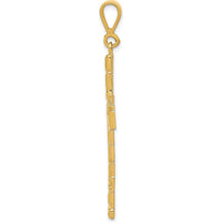 14K Yellow Gold Nugget Style Textured Cross Pendant - 50.5mm Long by Oro Pregiato