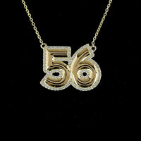 14K Yellow Gold Number 56 Pendant with 0.39 Carat Total Weight Lab-Grown Brilliant Cut Diamonds - Covaloro Fine Jewelry