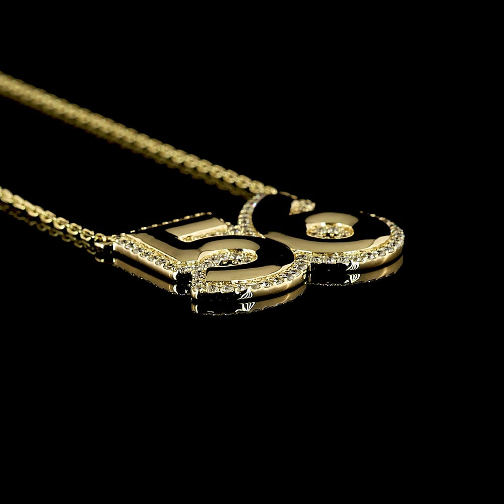 14K Yellow Gold Number 56 Pendant with 0.39 Carat Total Weight Lab-Grown Brilliant Cut Diamonds - Covaloro Fine Jewelry