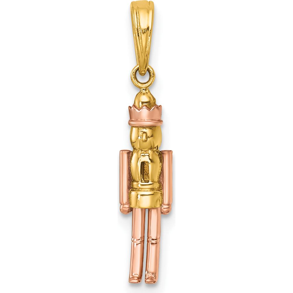 14K Yellow Gold Nutcracker Charm with Rose-Plated Accents - Polished Finish - 25.45mm Length by Oro Pregiato