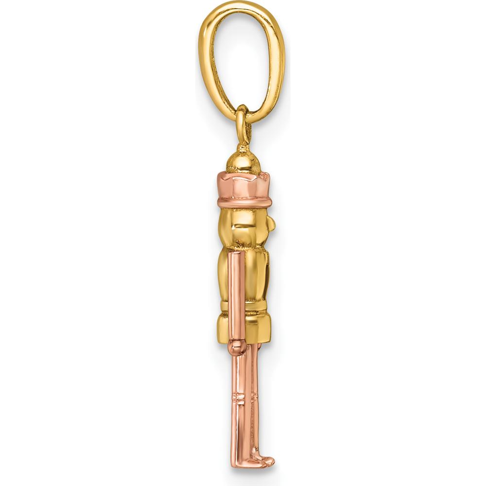 14K Yellow Gold Nutcracker Charm with Rose-Plated Accents - Polished Finish - 25.45mm Length by Oro Pregiato