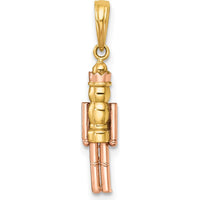 14K Yellow Gold Nutcracker Charm with Rose-Plated Accents - Polished Finish - 25.45mm Length by Oro Pregiato