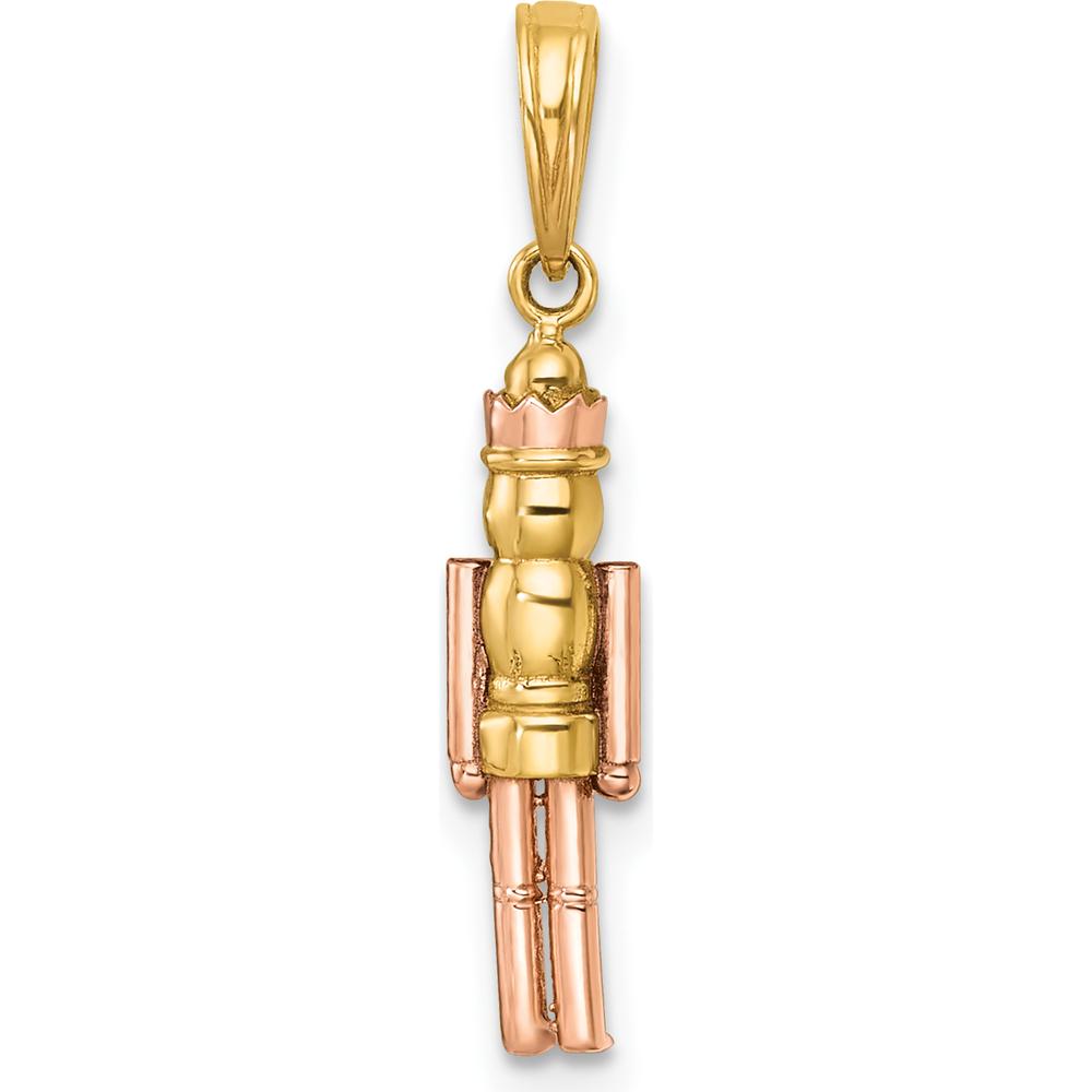 14K Yellow Gold Nutcracker Charm with Rose-Plated Accents - Polished Finish - 25.45mm Length by Oro Pregiato