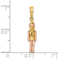 14K Yellow Gold Nutcracker Charm with Rose-Plated Accents - Polished Finish - 25.45mm Length by Oro Pregiato