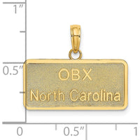 14K Yellow Gold OBX North Carolina License Plate Charm - Textured Design by Oro Pregiato