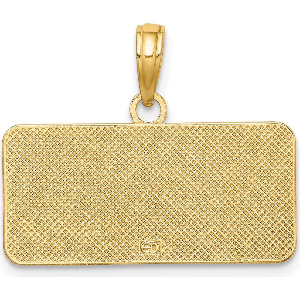 14K Yellow Gold OBX North Carolina License Plate Charm - Textured Design by Oro Pregiato