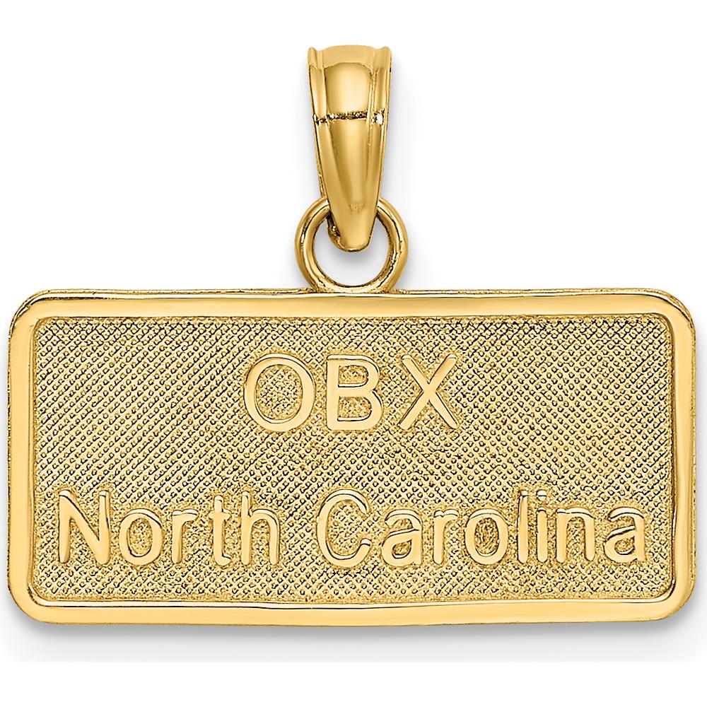 14K Yellow Gold OBX North Carolina License Plate Charm - Textured Gold Pendant by Oro Pregiato