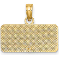 14K Yellow Gold OBX North Carolina License Plate Charm - Textured Gold Pendant by Oro Pregiato