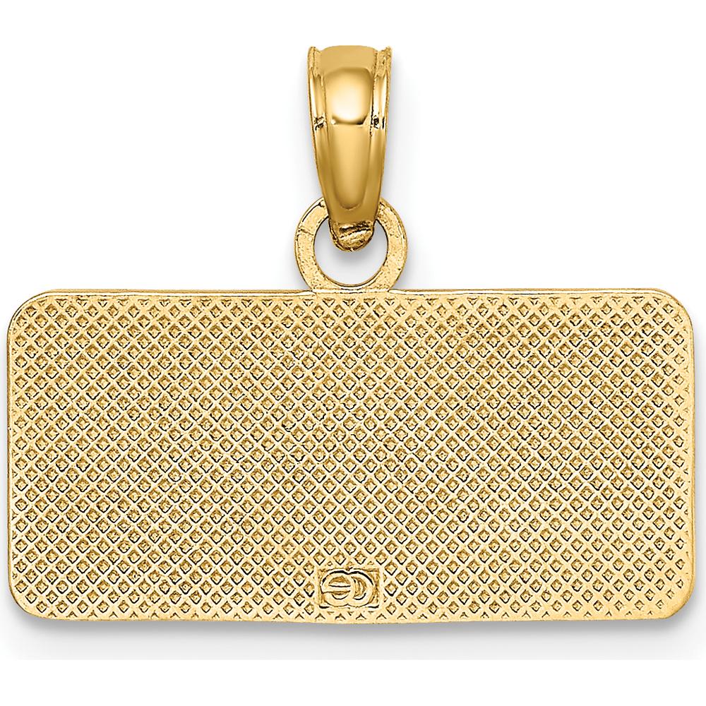 14K Yellow Gold OBX North Carolina License Plate Charm - Textured Gold Pendant by Oro Pregiato