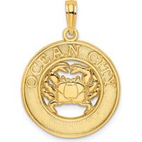14K Yellow Gold Ocean City Crab Charm Pendant - 19.1mm by Oro Pregiato