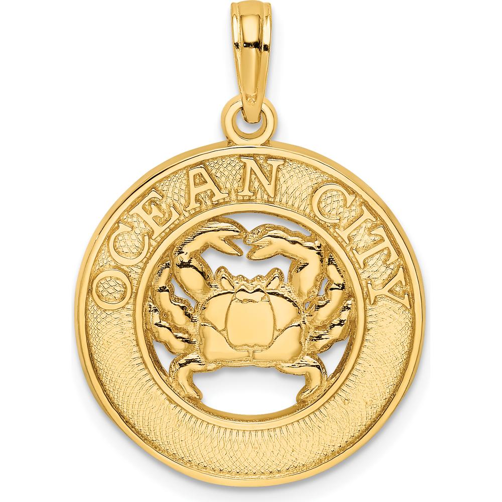 14K Yellow Gold Ocean City Crab Charm Pendant - 19.1mm by Oro Pregiato
