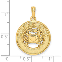 14K Yellow Gold Ocean City Crab Charm Pendant - 19.1mm by Oro Pregiato