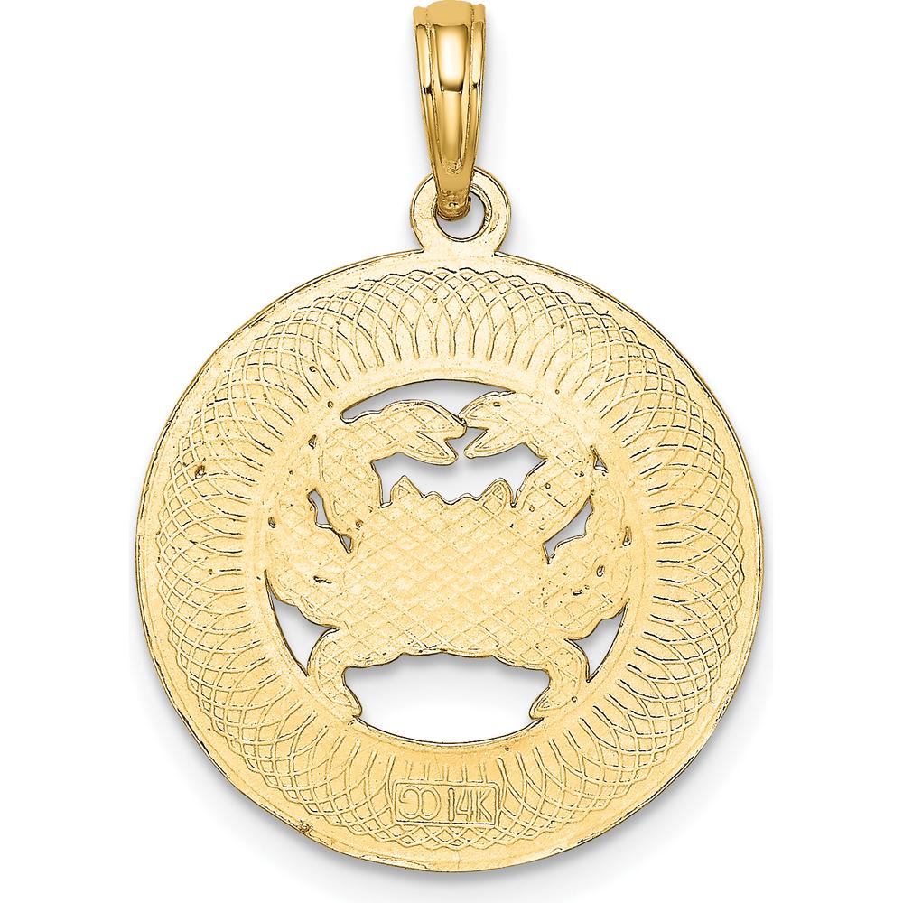 14K Yellow Gold Ocean City Crab Charm Pendant - 19.1mm by Oro Pregiato